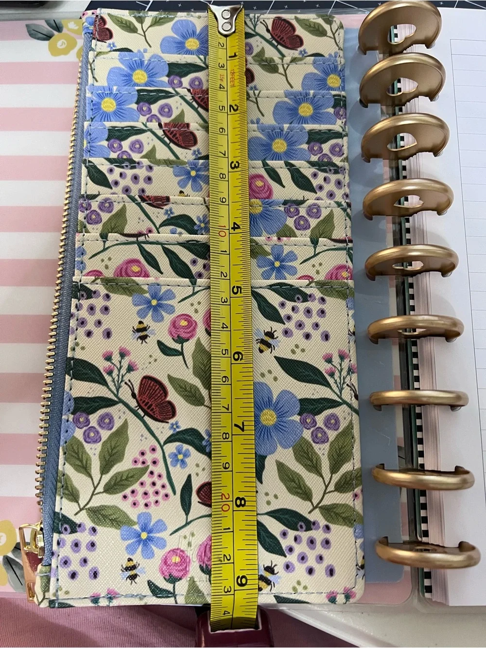 The Happy Planner Floral Zip Organizer Wallet in Cream, Blue, Pink, Green